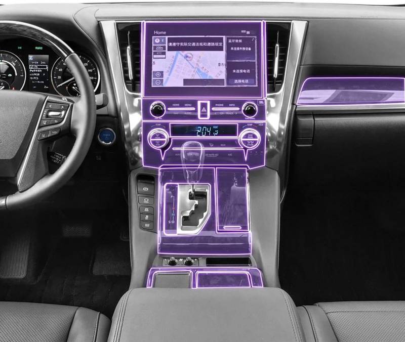 FOEBE Vorgeschnittene Auto-Innen-Mittelkonsole, transparente TPU-Schutzfolie, Anti-Kratz-Aufkleber, LCD-Bildschirm, PPF, für Toyota Alpha 2015–2024 von FOEBE