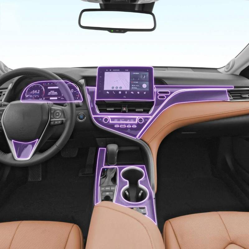 FOEBE Vorgeschnittene Auto-Innen-Mittelkonsole, transparente TPU-Schutzfolie, Anti-Kratz-Aufkleber, LCD-Bildschirm, PPF, für Toyota Camry 2018–2023 von FOEBE