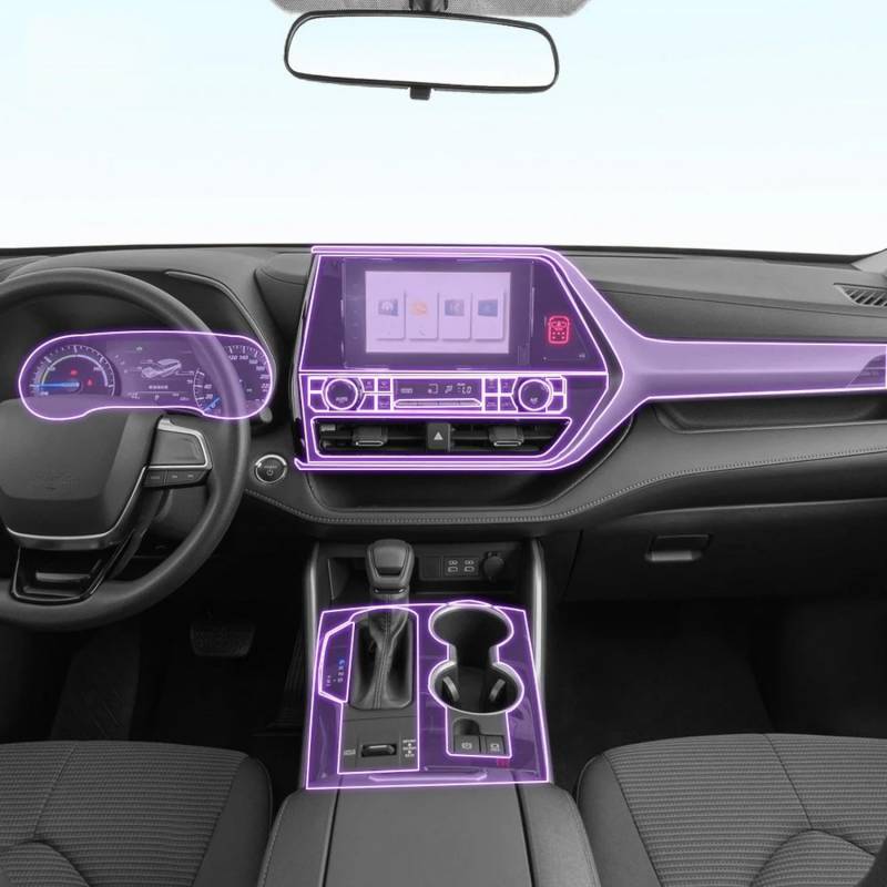 FOEBE Vorgeschnittene Auto-Innen-Mittelkonsole, transparente TPU-Schutzfolie, Anti-Kratz-Aufkleber, LCD-Bildschirm, PPF, für Toyota Highlander 2022–2024 von FOEBE