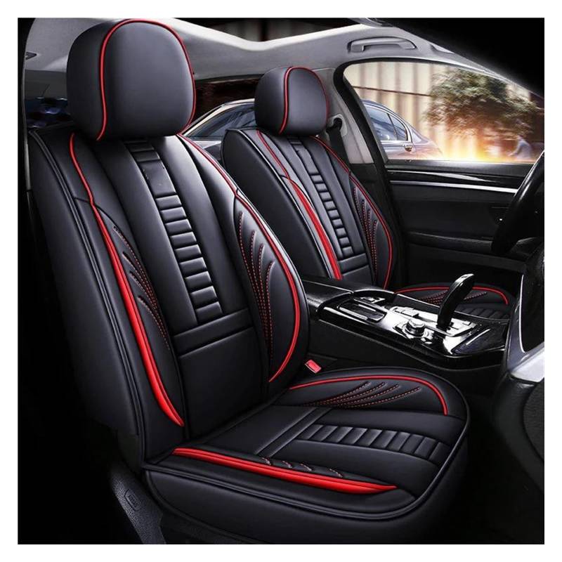 FOGJCMET Auto-Sitzbezüge Für E46 E90 E21 E30 E36 E91 E92 E93 F30 F31 F34 F35 Universal 5 Sitze Auto Leder Sitzbezug Autositzschoner(Black red 1) von FOGJCMET