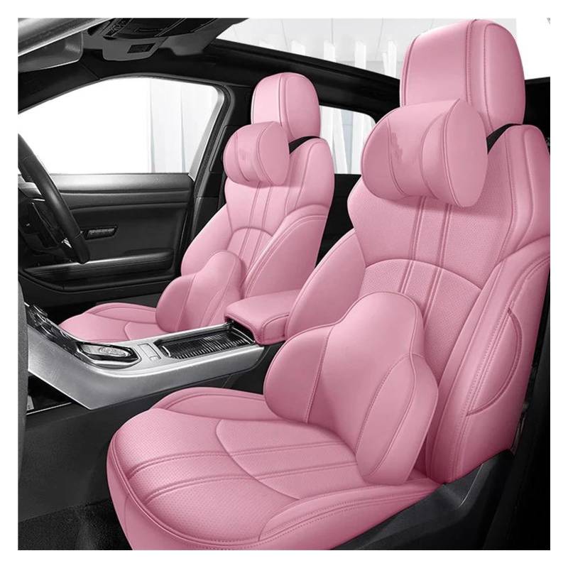 FOGJCMET Auto-Sitzbezüge Für Für X-Trail T32 2014 2015 2016 2017 2018 2019 2020 5 Sitz Custom Leder Auto Sitzbezug Autositzschoner(Pink,Deluxe Edition) von FOGJCMET
