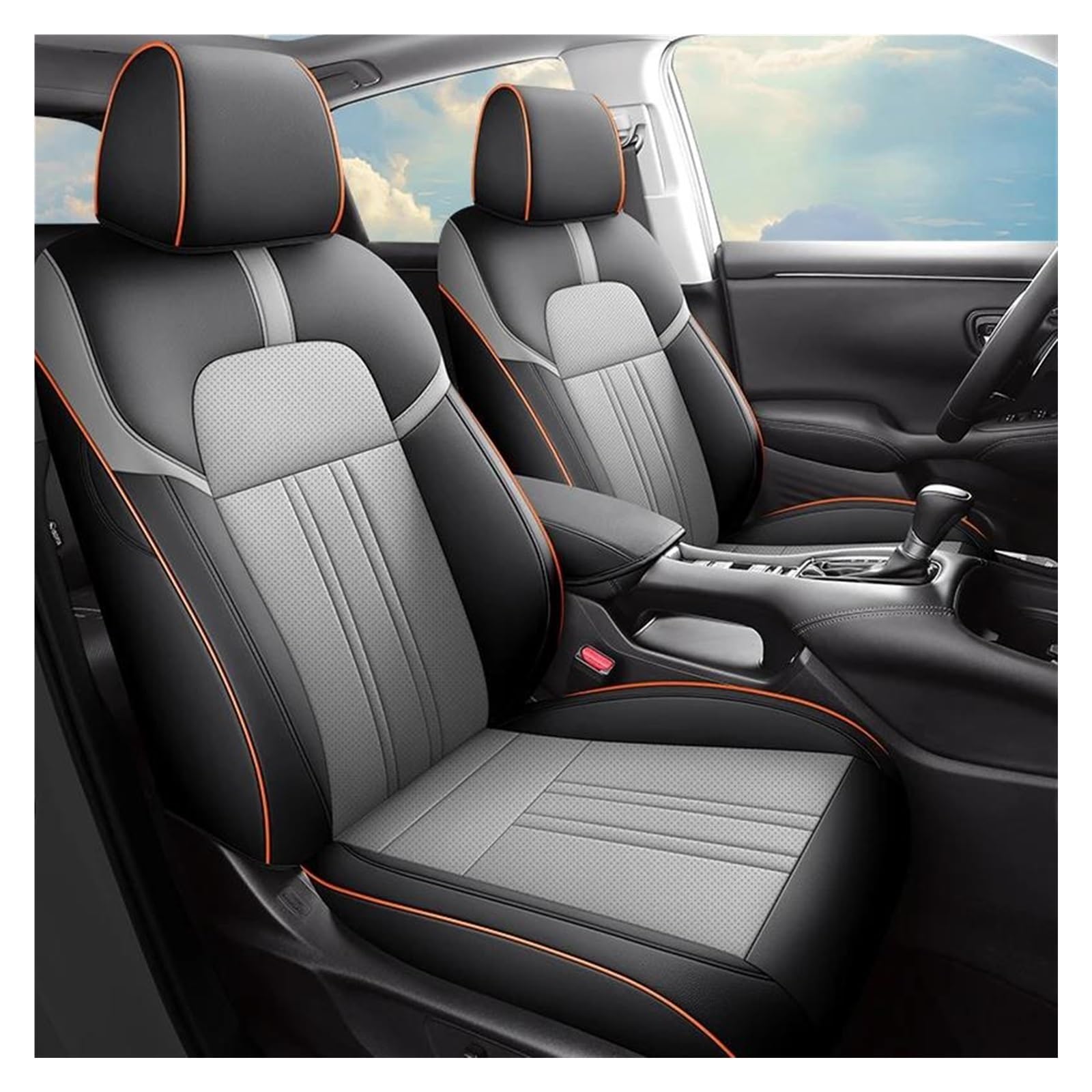 FOGJCMET Auto-Sitzbezüge Für HRV 2014 2015 2017 2019 Custom Full Set Leder Autositzbezüge Innenzubehör Autositzschoner(Black gray,Standard Edition) von FOGJCMET