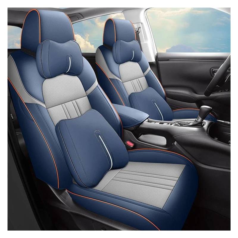 FOGJCMET Auto-Sitzbezüge Für HRV 2014 2015 2017 2019 Custom Full Set Leder Autositzbezüge Innenzubehör Autositzschoner(Blue,Deluxe Edition) von FOGJCMET