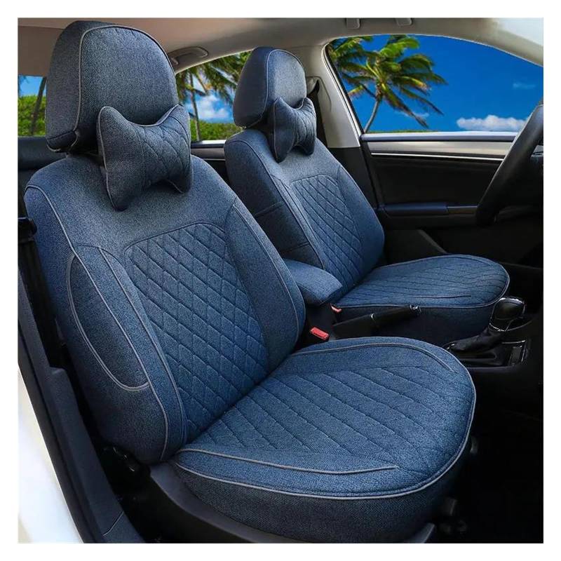 FOGJCMET Auto-Sitzbezüge Für I3 2014 2015 2016 2017 2018 2019 Custom Flachs Full Set Auto Sitzbezug Zubehör Autositzschoner(Blue) von FOGJCMET