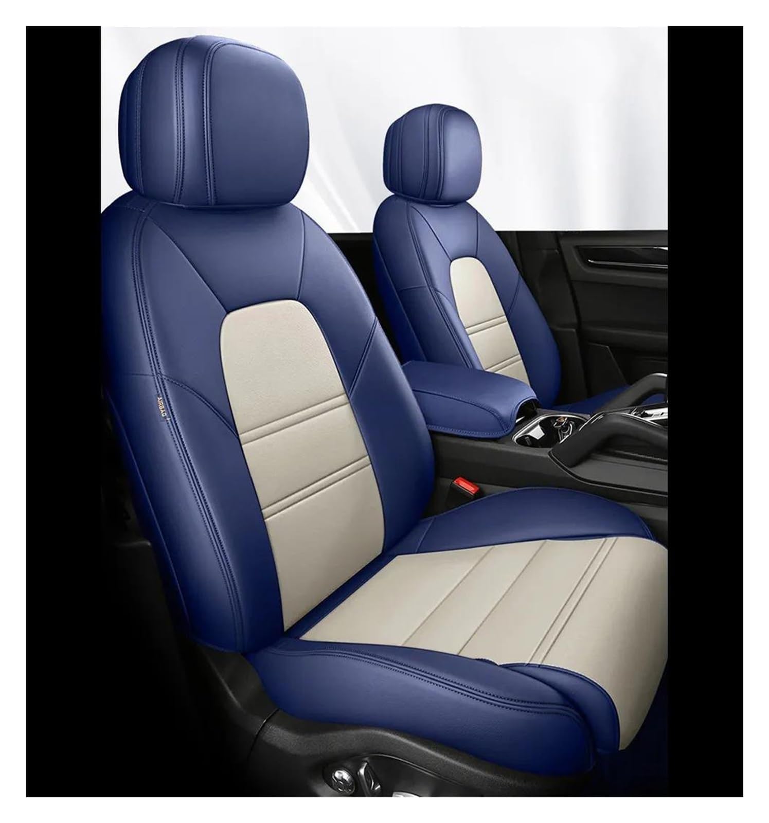 FOGJCMET Auto-Sitzbezüge Für Q3 F3 Sportback 2018 2019 2020 2021 2022 2023 Benutzerdefinierte Kunstleder-Autositzschutzbezüge Autositzschoner(Blue Beige) von FOGJCMET