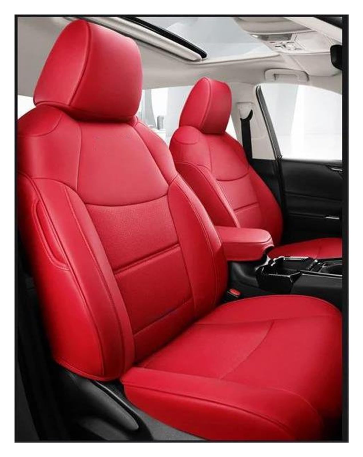 FOGJCMET Auto-Sitzbezüge Für Toyota Für Rav4 2020 2021 2022 2023 Custom Leder Auto Sitzbezüge Vollständige Abdeckung Kissen Autositzschoner(Red) von FOGJCMET
