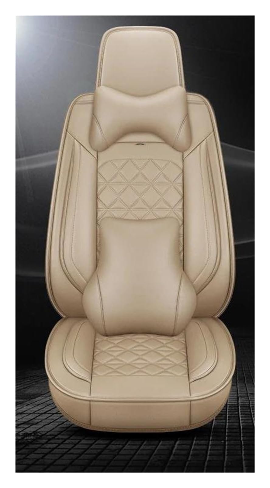 FOGJCMET Auto-Sitzbezüge Leder Auto Sitzbezug Für Für VW Für Polo Limousine Für 2007 Für Golf 5 6 7 Für Passat B5 B6 B7 Für Tiguan Autositzschoner(Beige,Luxury) von FOGJCMET