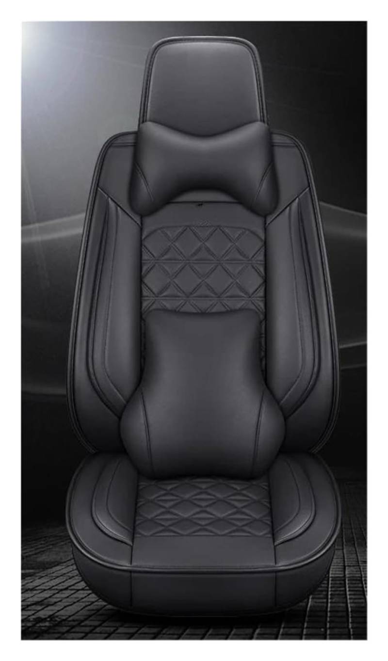 FOGJCMET Auto-Sitzbezüge Leder Auto Sitzbezug Für Für VW Für Polo Limousine Für 2007 Für Golf 5 6 7 Für Passat B5 B6 B7 Für Tiguan Autositzschoner(Black,Luxury) von FOGJCMET