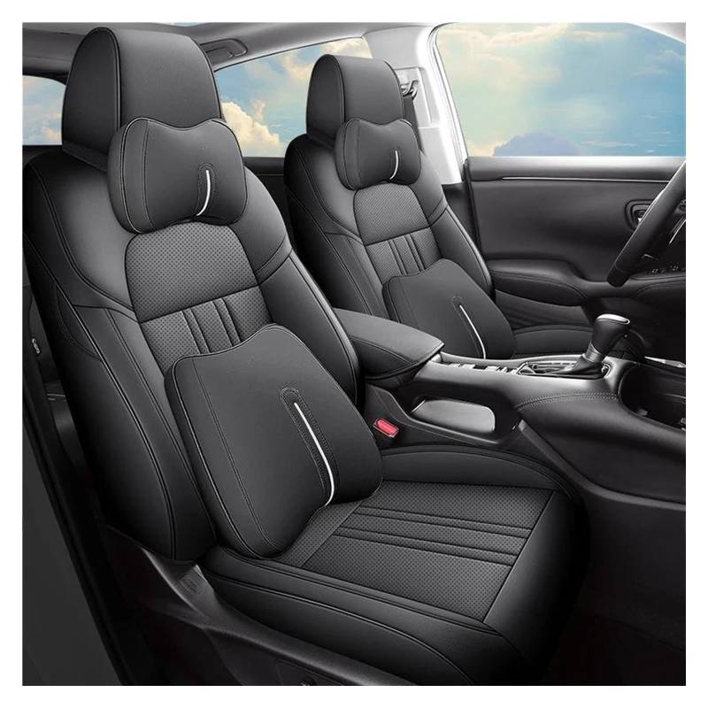 FOGJCMET Auto-Sitzbezüge Leder Custom Full Set Autositzbezüge Für Für Qashqai 2019 2021 2023 Autositzschoner(Black,Deluxe Edition) von FOGJCMET