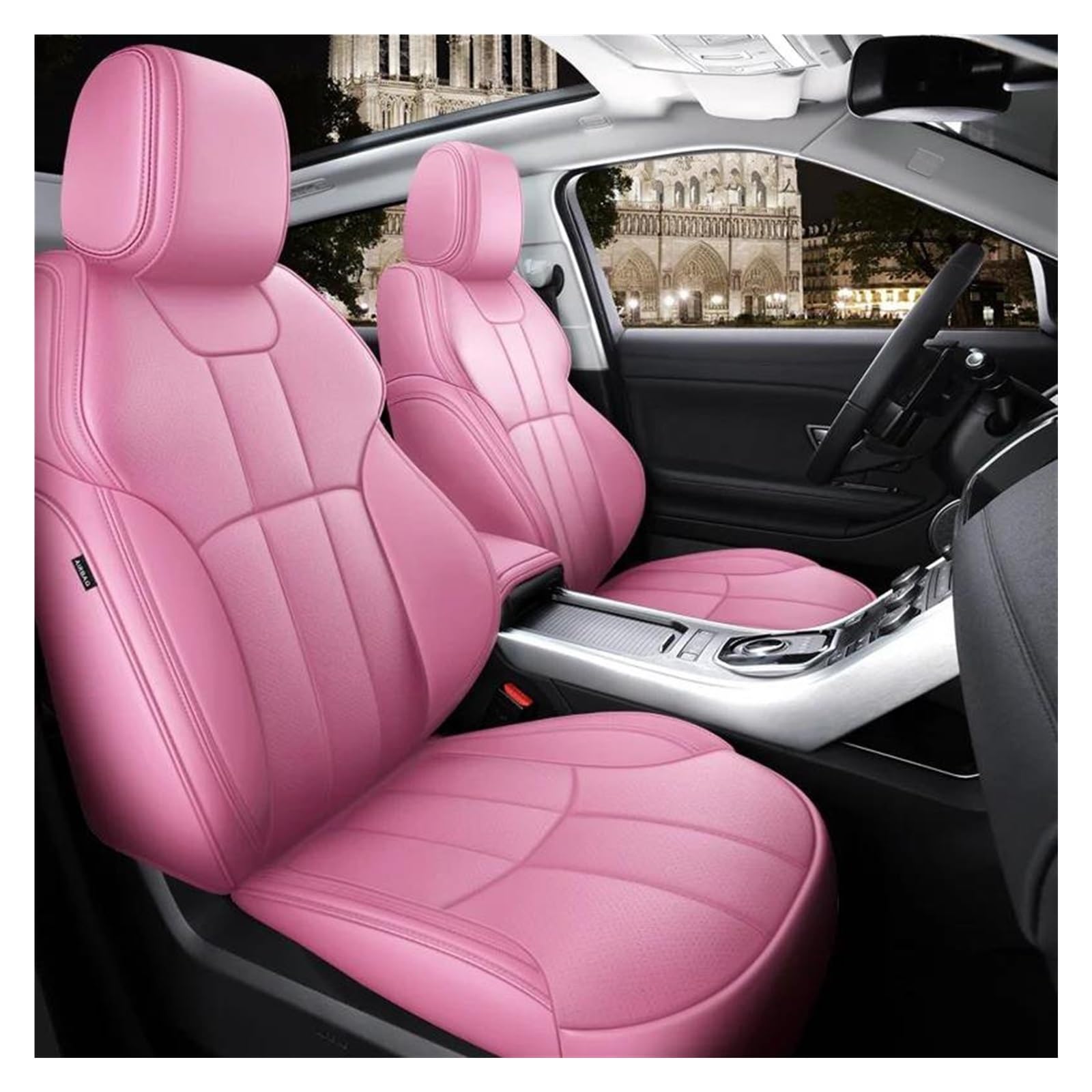 FOGJCMET Auto-Sitzbezüge Maßgeschneiderte Autositzbezüge Für 5 Sitze Komplettes Set Aus Leder Für VW Für Golf Für Tuguan Mk7 Autositzschoner(Pink) von FOGJCMET