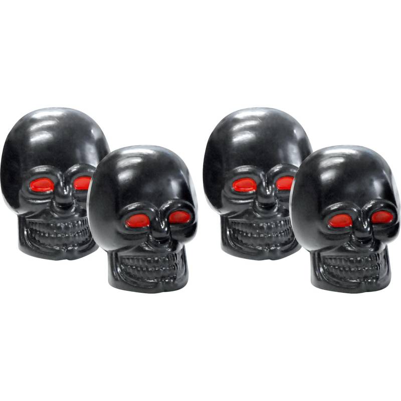 FOLIATEC Reifen-Ventilkappen Skull schwarz mit roten Augen 4er Pack von FOLIATEC