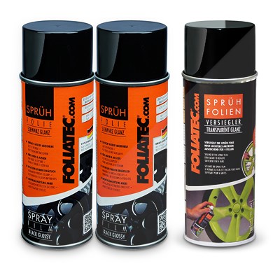 Foliatec 2x 400 ml Sprühfolie schwarz glänzend+400 ml Versiegler glänzend von FOLIATEC