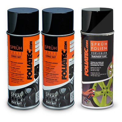 Foliatec 2x 400 ml Sprühfolie schwarz matt + 400 ml Versiegler matt von FOLIATEC