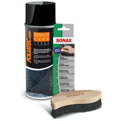 Foliatec 400 ml Teppich Farbspray, schwarz matt + Textil+LederBürste von FOLIATEC