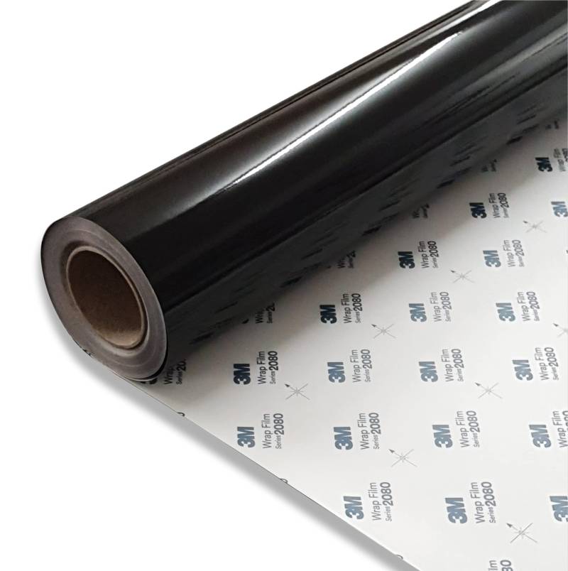 FOLIESTA 54,24€/m² 3M 2080 G12 schwarz glanz 152cm x 20cm Autofolie Carwrapping Folie 3D verformbar Luftkanäle von FOLIESTA