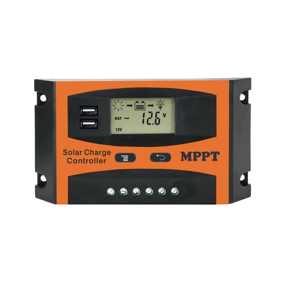 FONDOTIN MPPT Solar Laderegler 60A 12V/24V Mit LCD Bildschirm Und Dual USB Ideal Für Solaranlagen Und Solar Generatoren Integrierter Timer Für Effiziente Batterieladung von FONDOTIN