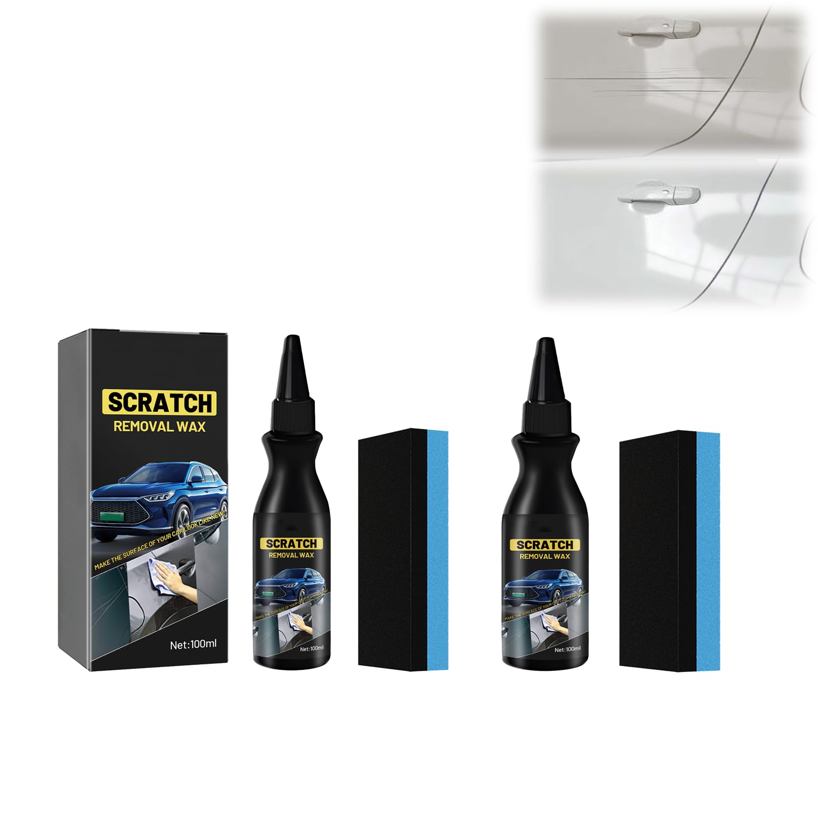 Autolack Ratzer Entferner für Auto, Car Kratzerentferner, Polierpaste Auto, Autopolitur, Leicht zu Reparierende Lackkratzer Wirbel Markierungen Abrieb Schmutz, 100ml (2 Stück) von FONDUO