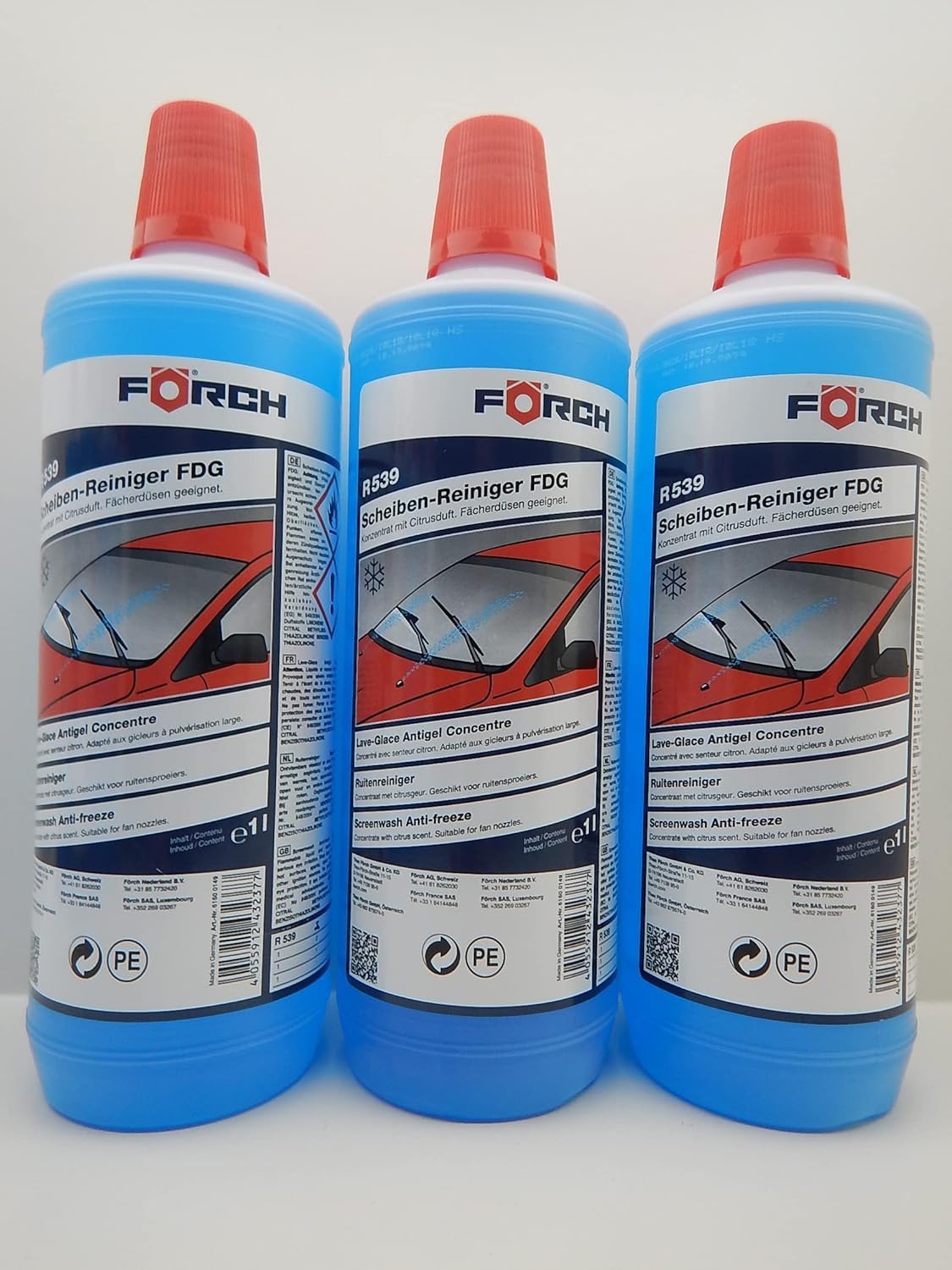 FORCH 3 Stück Scheibenreiniger mit Frostschutz R539 AntiFrost bis -60°C Konzentrat (1 Liter) von FORCH