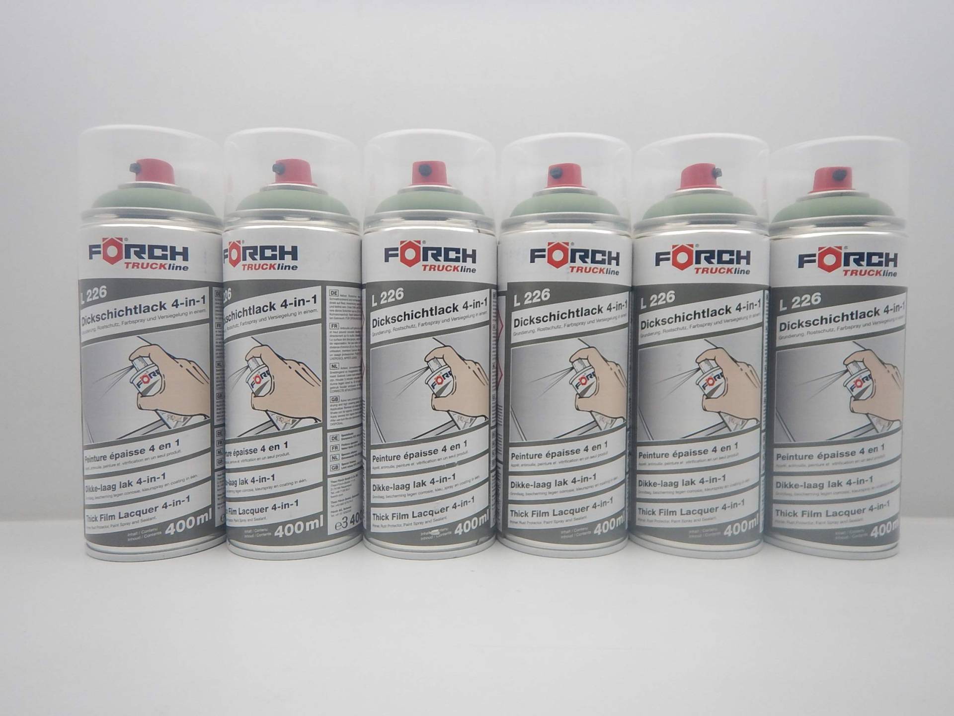 FORCH 4 in 1 6011 MASCHINENGRÜN BAUMASCHINE DICKSCHICHTLACK Lack Spray SPRAYDOSE 400ML (6) von FORCH