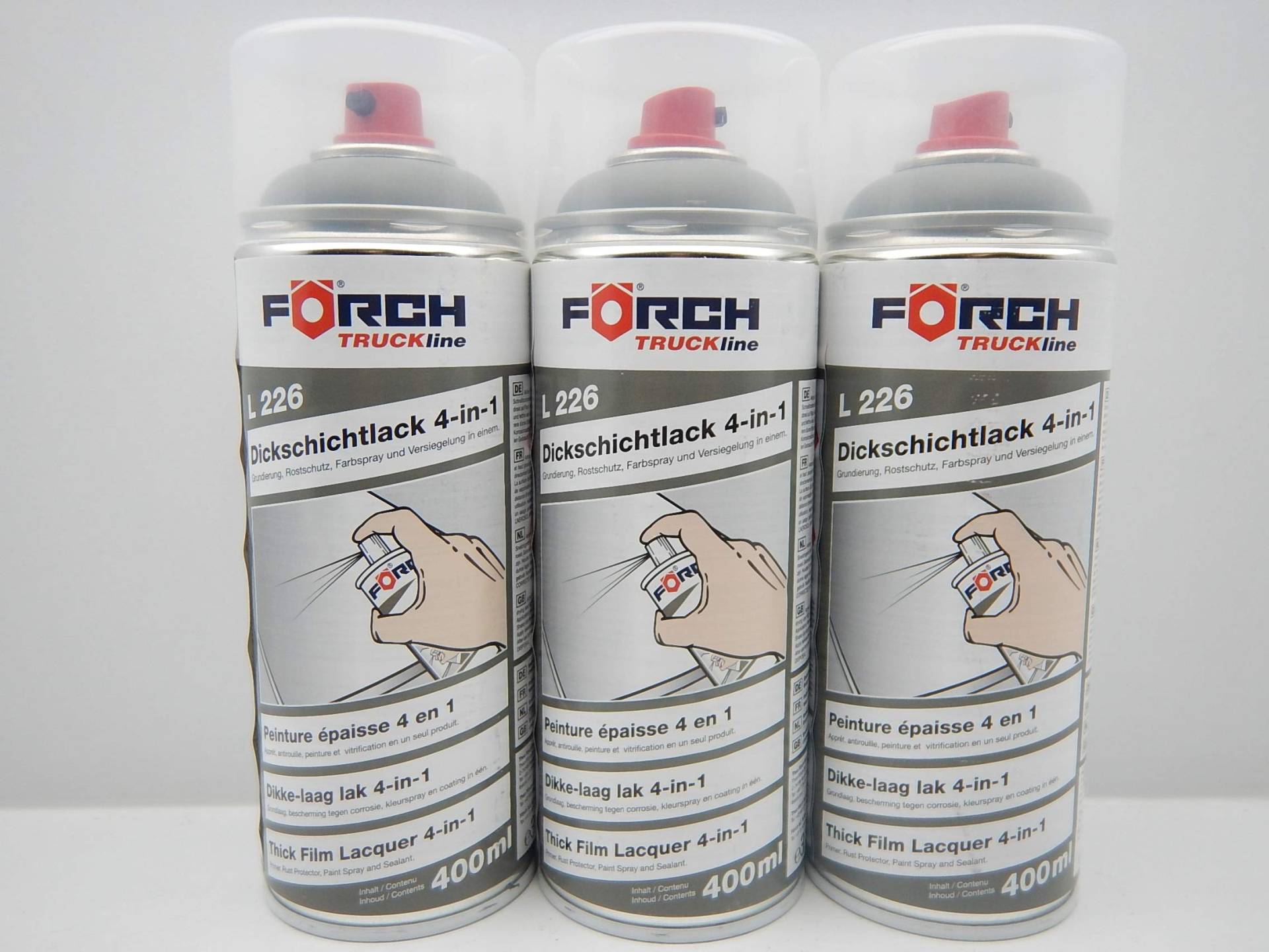 FORCH 4 in 1 Komatsu Stone Grey BAUMASCHINE DICKSCHICHTLACK Lack Spray SPRAYDOSE 400ML (3) von FORCH