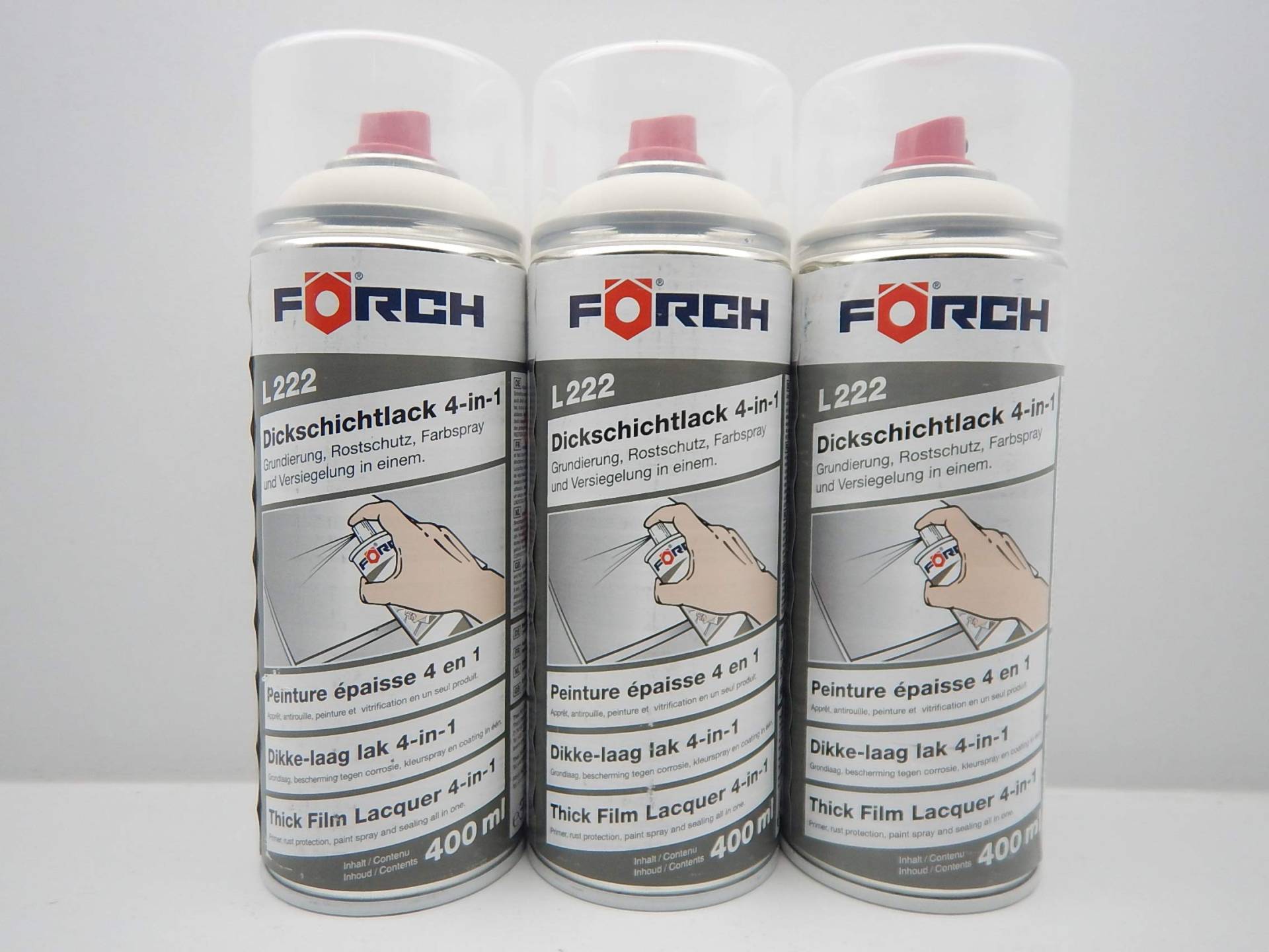 FORCH 4 in 1 RAL 9001 CREMEWEISS Weiss DICKSCHICHTLACK Lack Spray SPRAYDOSE 400ML (3) von FORCH