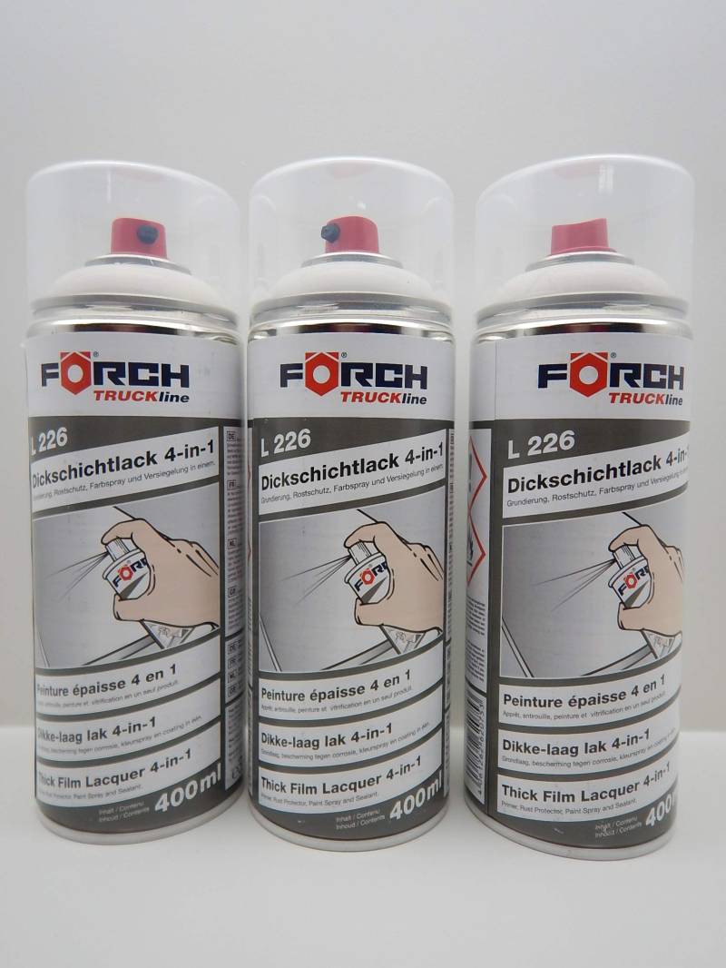 FORCH 4 in 1 RAL REINWEISS Weiss DB8678 DICKSCHICHTLACK Lack Spray SPRAYDOSE 400ML (3) von FORCH