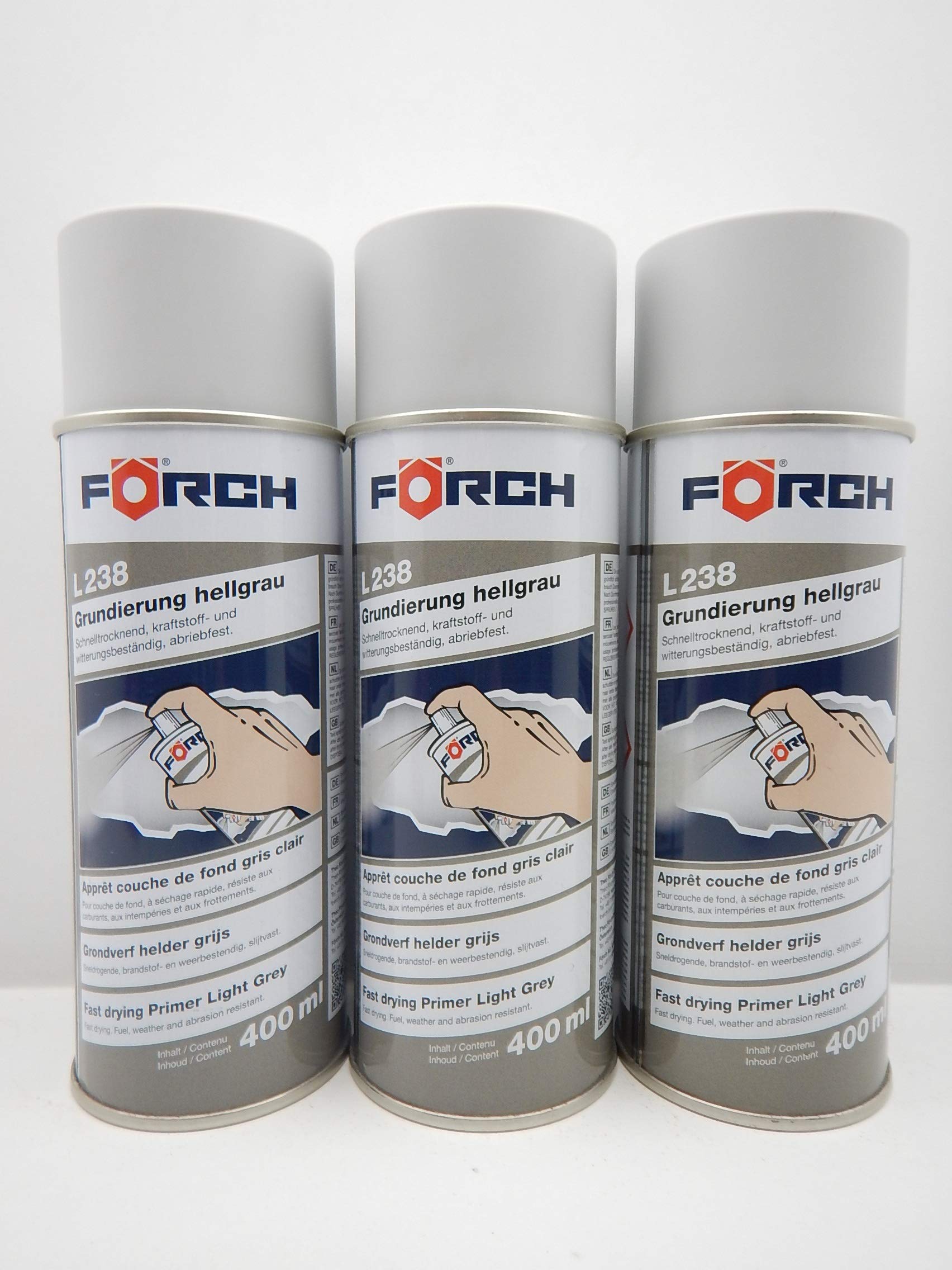 FORCH GRUNDIERUNG HELLGRAU GRUNDIERFILLER Filler FÜLLER L238 Spray 400ML (3) von FORCH