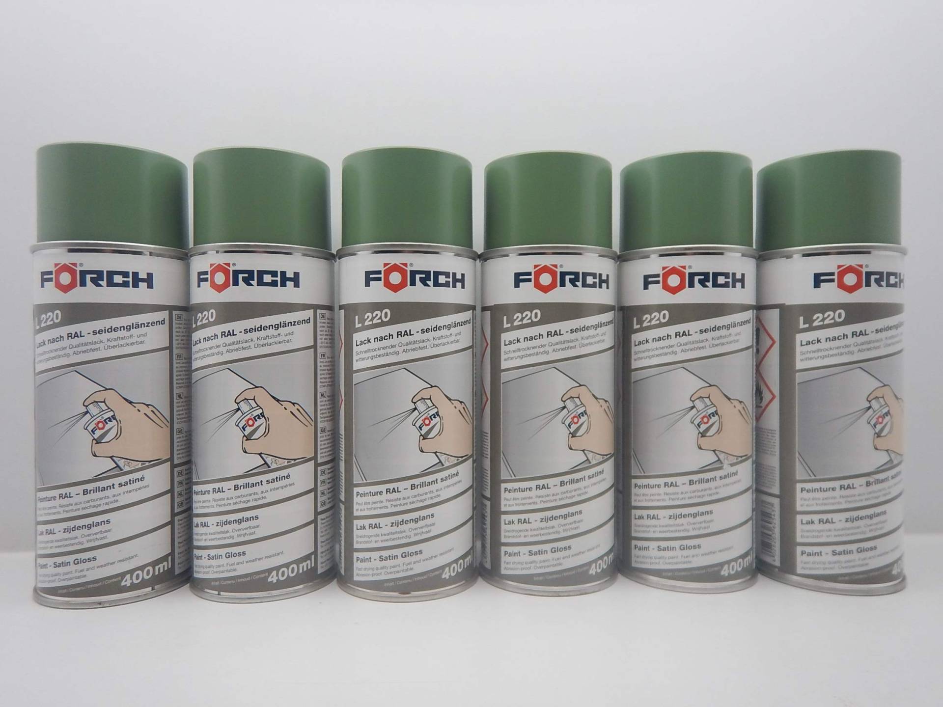 FORCH MASCHINENGRÜN SG GRÜN RAL 6011 Lack LACKSPRAY Spray SPRAYDOSE 400ML (6) von FORCH