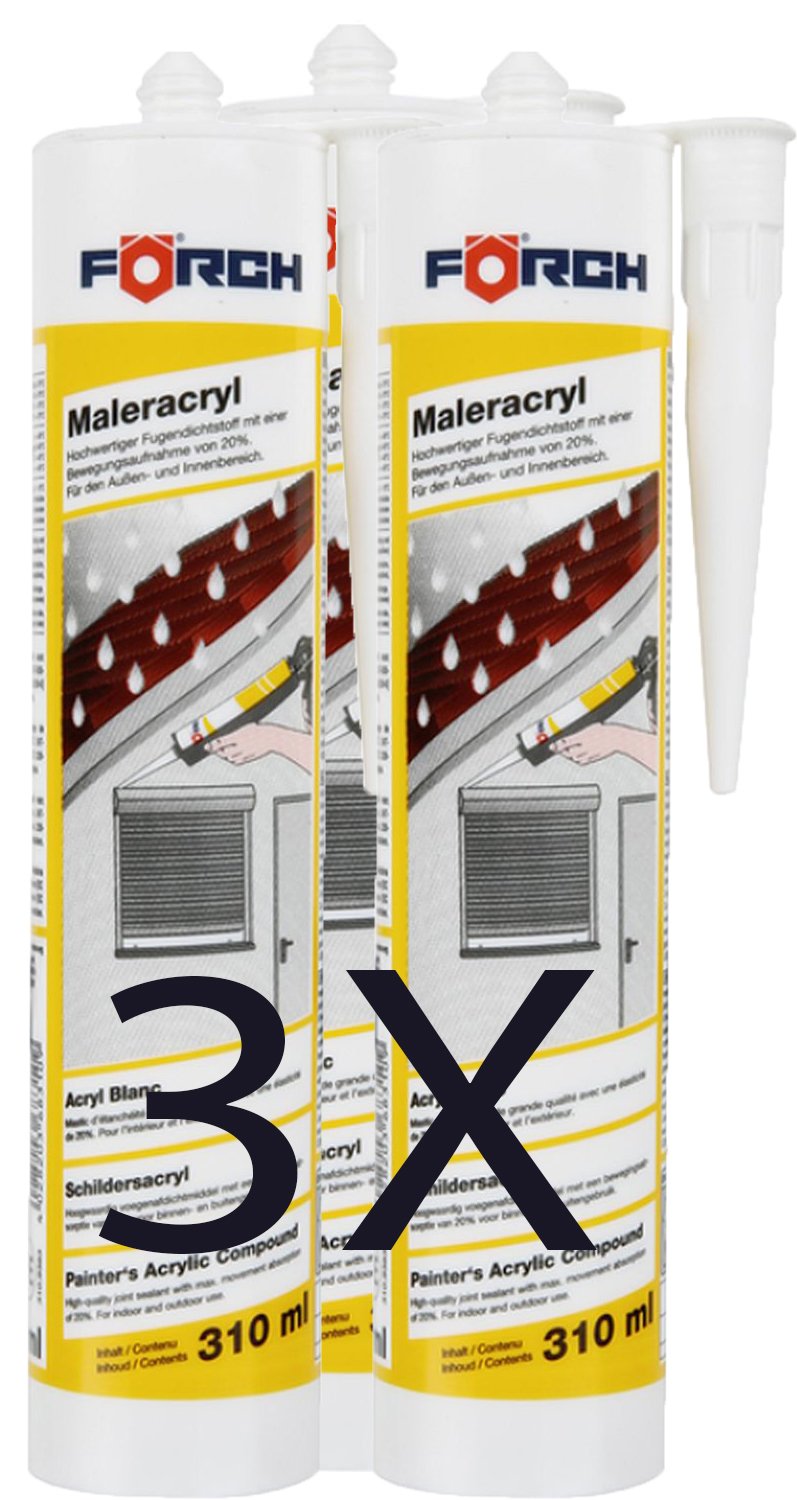 FVLFIL FÖRCH ACRYL MALERACRYL Weiss MALERN KARTUSCHE DICHTSTOFF DICHTMASSE 310ml (3) von FORCH