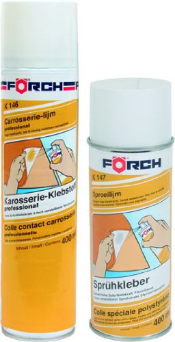 Förch Sprühkleber K147 400ml - Sprüh Kraftkleber mit extrem hoher Sofortklebekraft Kraftsprühkleber plus für Himmelstoff, Kunstleder, Stoff, Dämmmatten, Gewebe, Schaumgummi, Leder, Pappe, Styropor, Vinyl, Gummi von FORCH