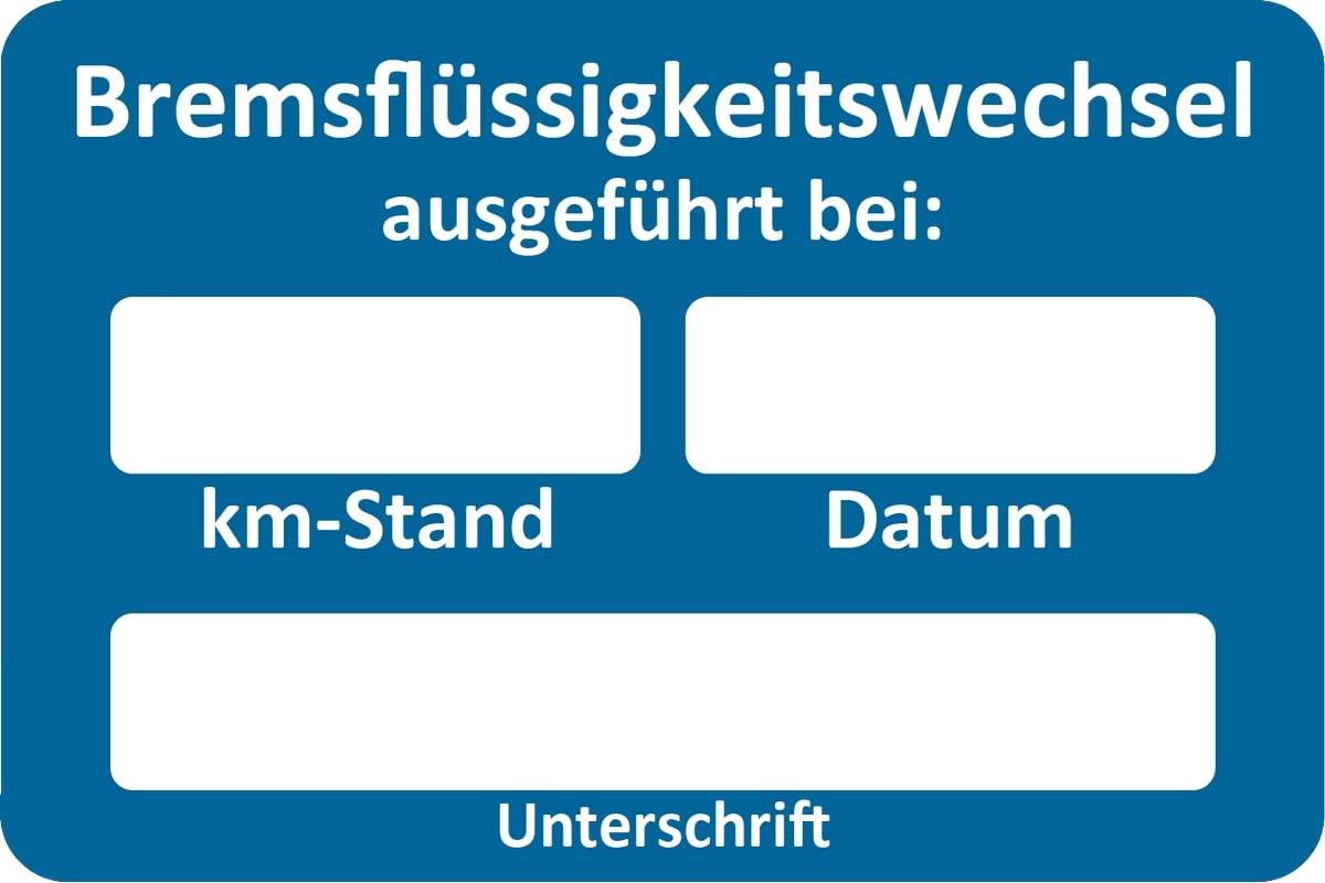 KUNDENDIENST KUNDENDIENSTAUFKLEBER Service BREMSFLÜSSIGKEIT WECHSEL AUSGEFÜHRT (100) von FORCH