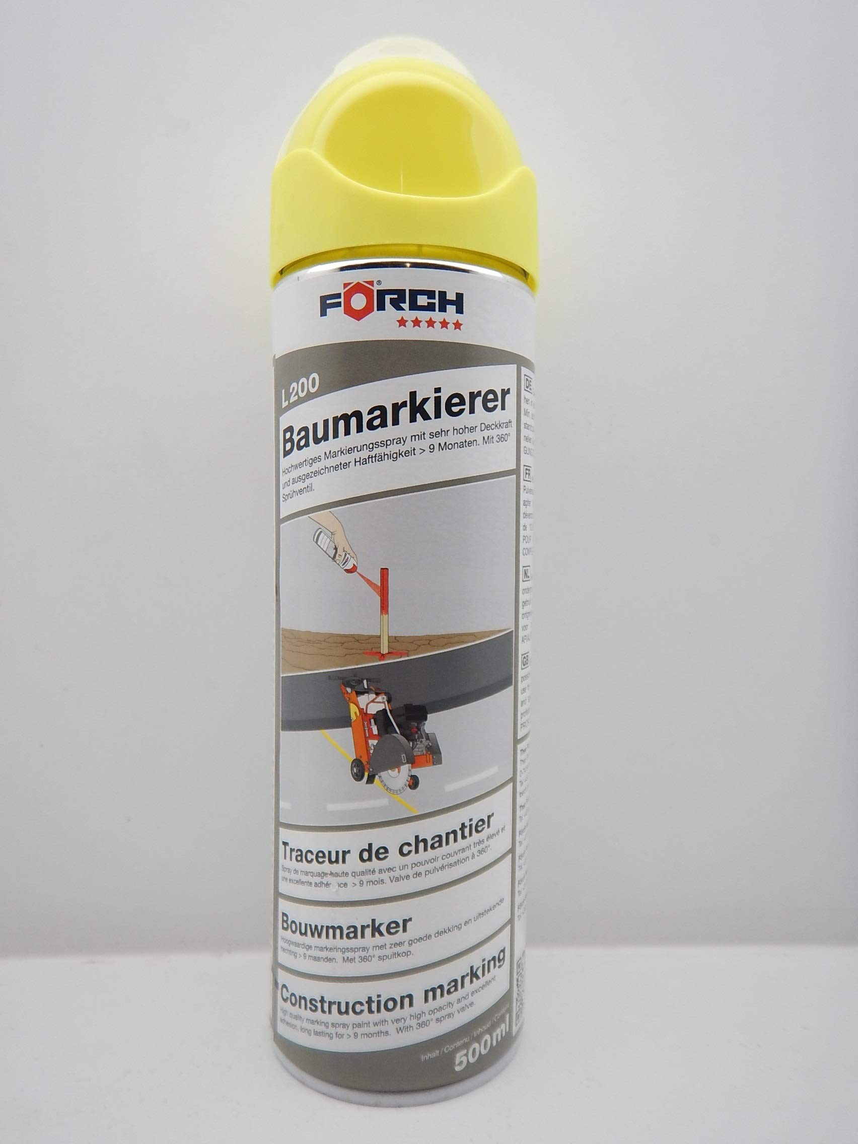 MARKIERUNGSSPRAY MARKIERUNG MARKIERSPRAY Farbe GELB L200 360° VENTIL 500ML (1) von FORCH