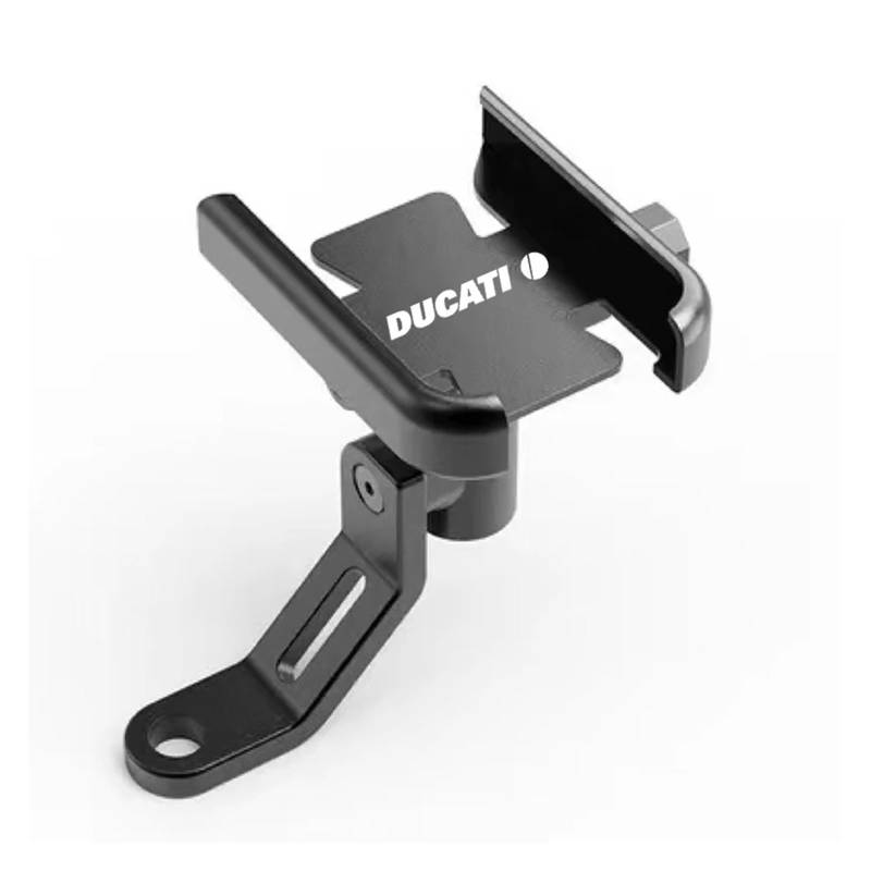 FORLUZ Für Ducati Multistrada 950 1100 1260 1200 S Sport Grand Tour Motorrad-Lenker-Handyhalterung GPS-Ständerhalterung(Mirror Holder Black) von FORLUZ