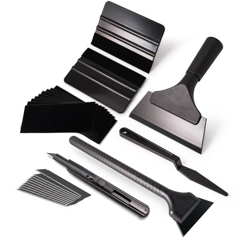 FOSHIO Auto Vinyl Werkzeug Kit Auto Folierung Set Autofolie Rakel Set für Tönungsfolie Auto Wrap, Mit Silikon Duschabzieher klein für Car Wrapping Folie, Fensterfolien,Tapeten von FOSHIO