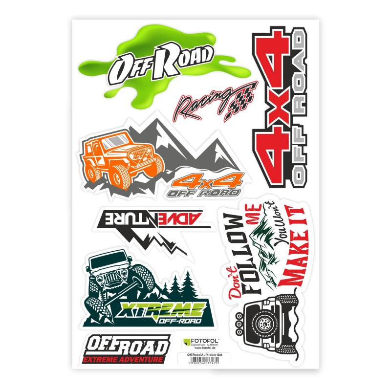 FOTOFOL 4x4 Off Road Aufkleber Set - Deko Sticker für Auto, Fahrzeuge, SUV, Camper von FOTOFOL