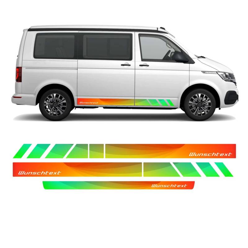 Seitenstreifen Digitaldruck mit Wunschtext, Logo passend für VW T6.1, T6, T5 Multivan, Bulli, Transporter (kurzer Radstand) von FOTOFOL