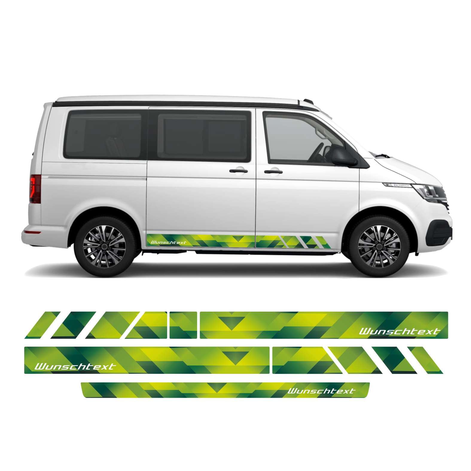 Seitenstreifen Digitaldruck mit Wunschtext, Logo passend für VW T6.1, T6, T5 Multivan, Bulli, Transporter (kurzer Radstand) von FOTOFOL