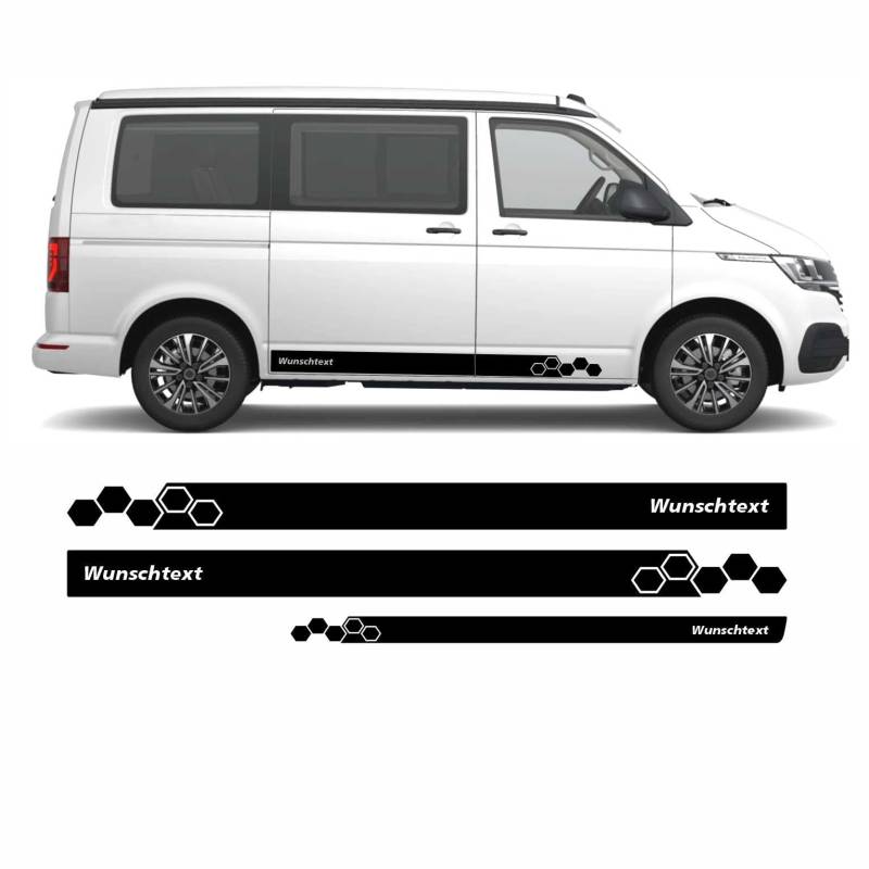 Seitenstreifen Waben Set passend für VW T6.1, T6, T5, Multivan, Bulli, Seitenaufkleber von FOTOFOL