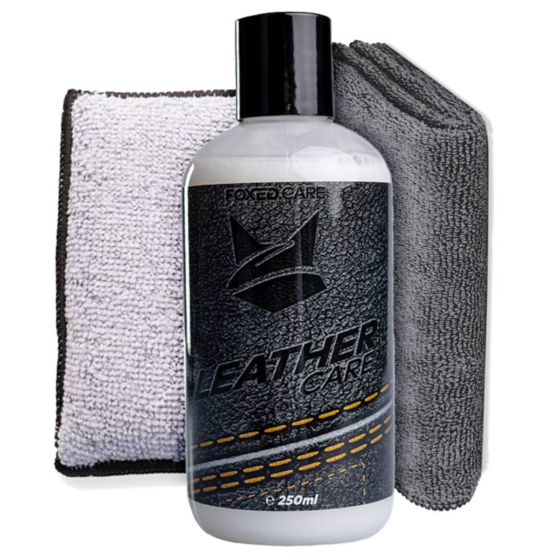 FOXED Care Lederpflege Bundle - Leather Care, Leder-, Alcantarapflege 0,25L - Interior Sponge, Applikator Schwamm - Mikrofasertuch für Innenreinigung von FOXED