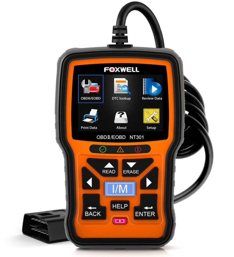 FOXWELL NT301 EOBD/OBD-II Motor-Diagnosegerät/Fehlercode-Lesegerät, Anzeige und Bedienungsanleitung in englischer Sprache von FOXWELL