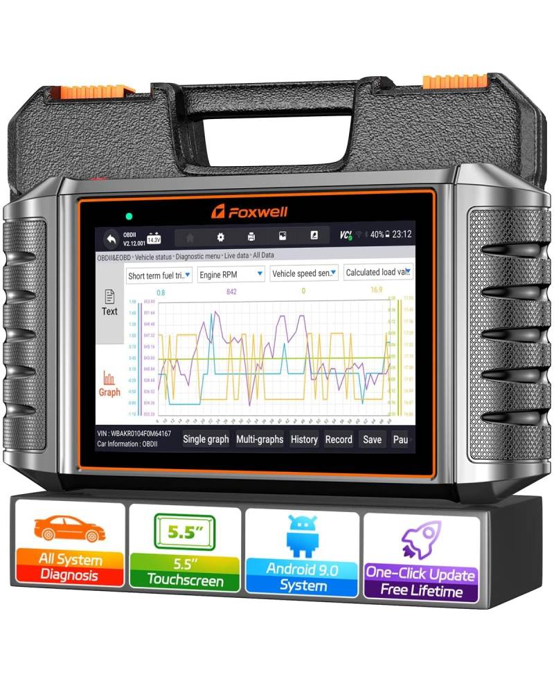 FOXWELL NT710 OBD2 Diagnosegerät für BMW Fahrzeuge, KFZ Diagnosegerät mit Full System Diagnosen und mehr Service Funktionen, lenbenslanges Online Upgrade von FOXWELL