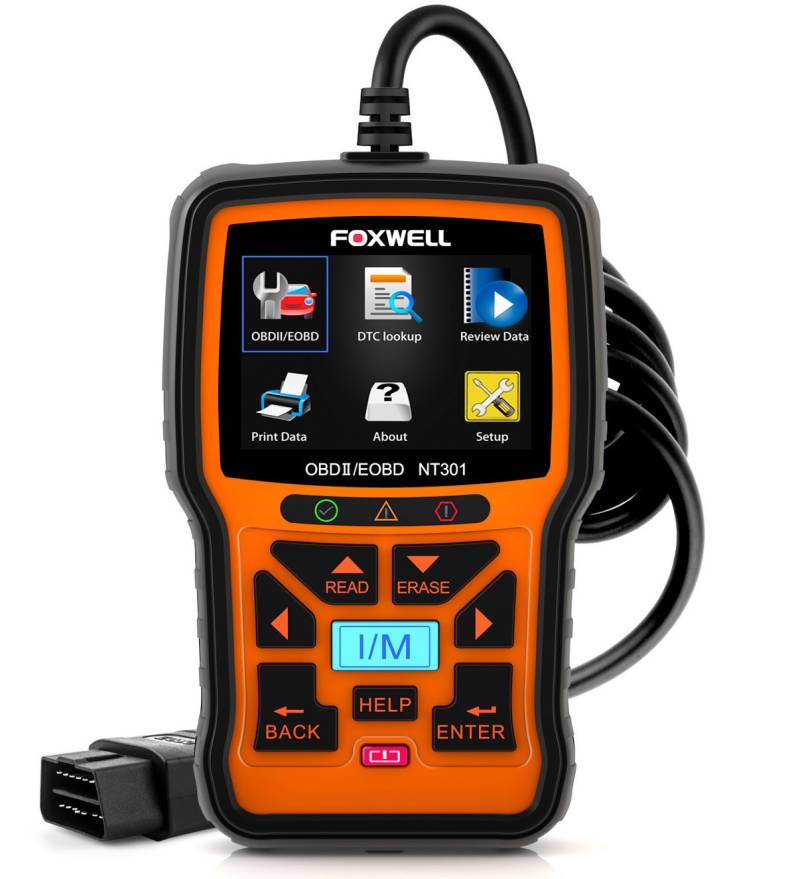 FOXWELL CAN OBD2/EOBD Diagnosegerät zum Lesen und Löschen von Fehlercodes mit Farbdisplay mit Sauerstoffsensortest mit dem I/M Druckknopf Funktioniert NT301 von FOXWELL