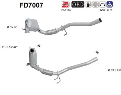 Fppl Ruß-/Partikelfilter, Abgasanlage [Hersteller-Nr. FD7007] für Audi, Seat, Skoda, VW von FPPL