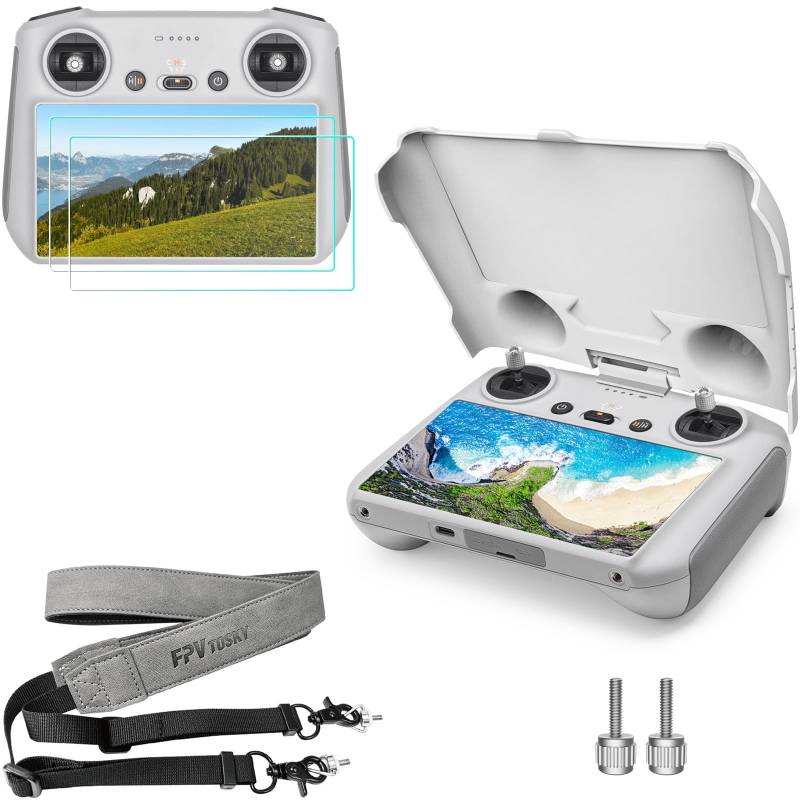 FPVtosky 3-IN-1 Sonnenblende, Gurt und Displayschutz Zubehör Kit für DJI RC, DJI Mini 3 Pro RC Zubehör Vollständiger Schutz Combo für DJI Mini 3/ Mini 3 Pro/Mavic 3 Classic/Mavic 3 Pro RC von FPVtosky