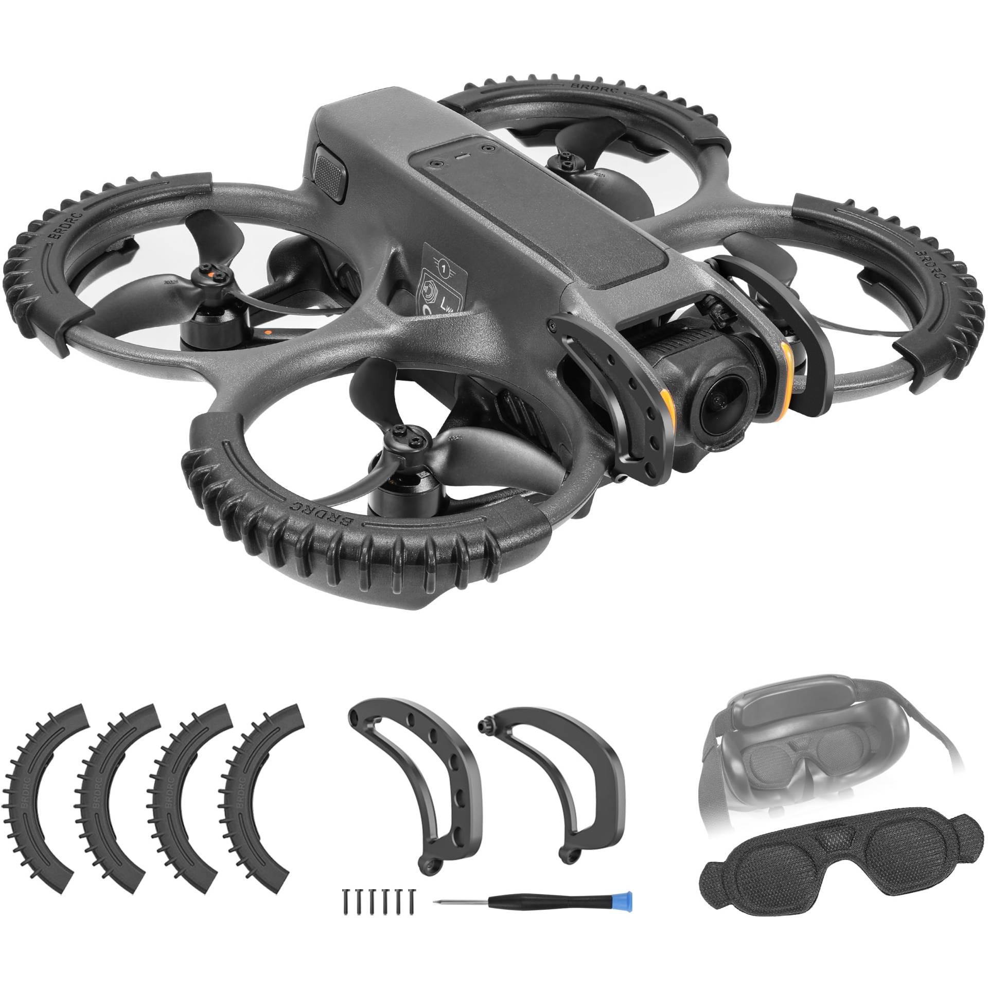 FPVtosky 3-IN-1 Drohne Zubehör für DJI Avata 2, Avatar 2 Propellerschutz + Linsenschutz + Objektivschutzabdeckung Protection Zubehör Kit für DJI Avatar 2 Drohne und Goggle 3, Schwarz von FPVtosky