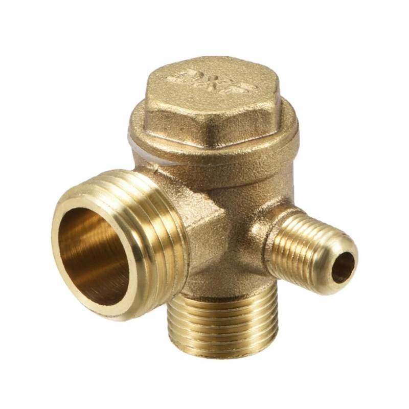 1pc Air Compressor Check Valve 90 Degree Right Male Threaded Brass G 1/8" x G 3/8" x G 1/2" 42 x37 x 36mm / 1.65" x 1.46" x1.42" von FQHIDMOMX