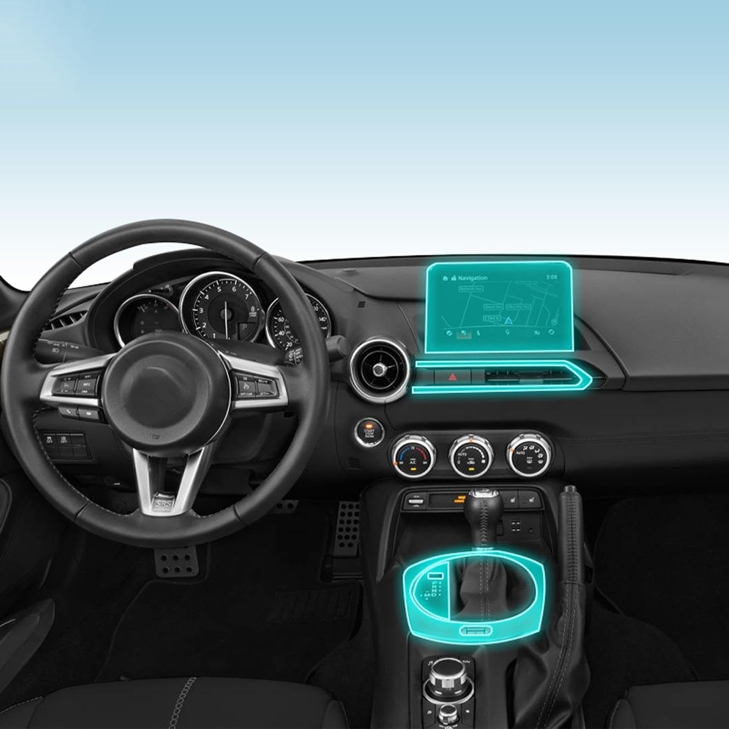 FQQPMS Vorgeschnittene GPS-Displayschutzfolie für Navigation, unsichtbare transparente Folie, TPU-Innenfolie, für Mazda MX5 2022–2024 von FQQPMS