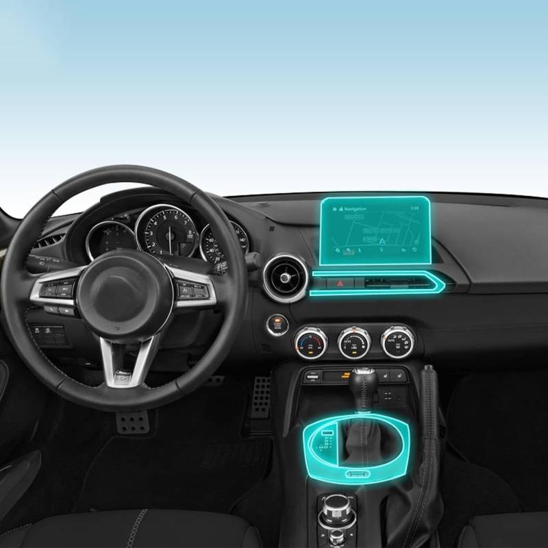 FQQPMS Vorgeschnittene GPS-Displayschutzfolie für Navigation, unsichtbare transparente Folie, TPU-Innenfolie, für Mazda MX5 2022–2024 von FQQPMS