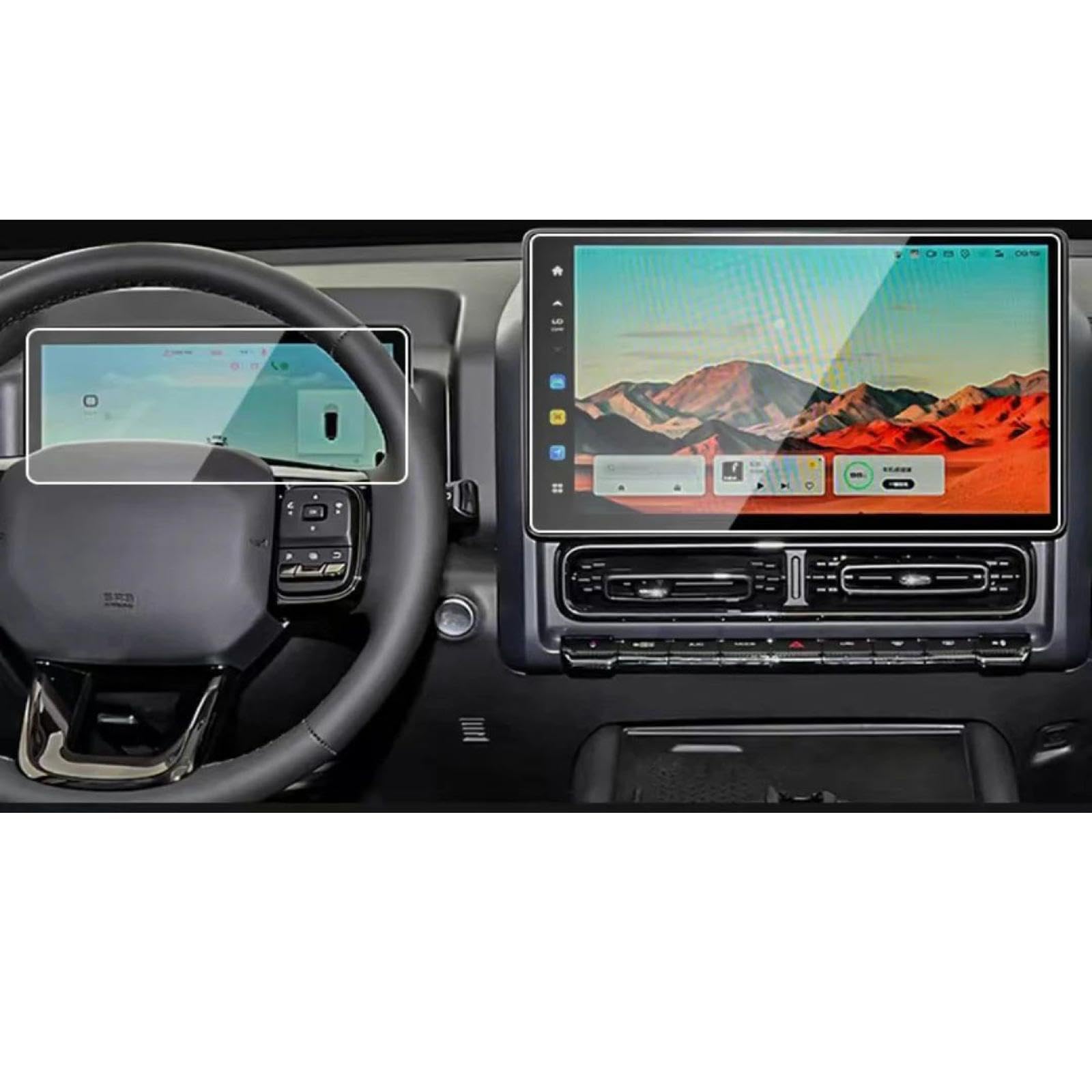 FQUIPCLU Navigation Schutzfolie Für Haval h9 2024 Auto-GPS-Navigationscenter, Touch- und Armaturenbrett-Displayschutzfolie aus gehärtetem Glas (Armaturenbrett und GPS) von FQUIPCLU