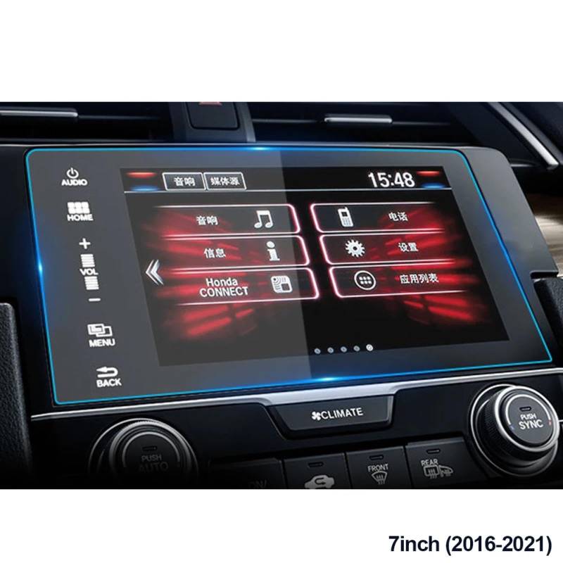 FQUIPCLU Navigation Schutzfolie Für Honda Civic 2016–2022, Auto-GPS-Navigation, gehärtetes Glas, Bildschirm, Armaturenbrett-Displayschutzfolie (7 Zoll (2016–2021)) von FQUIPCLU